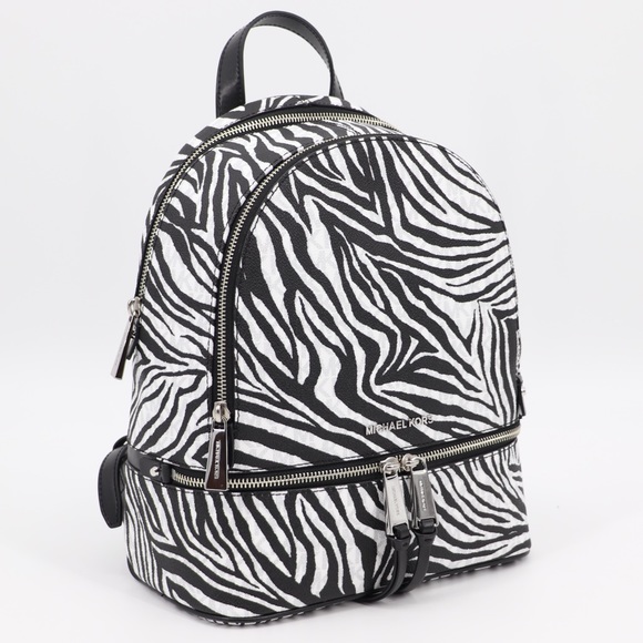 New Michael Kors Rhea Backpack Zebra Print - Picture 2 of 12